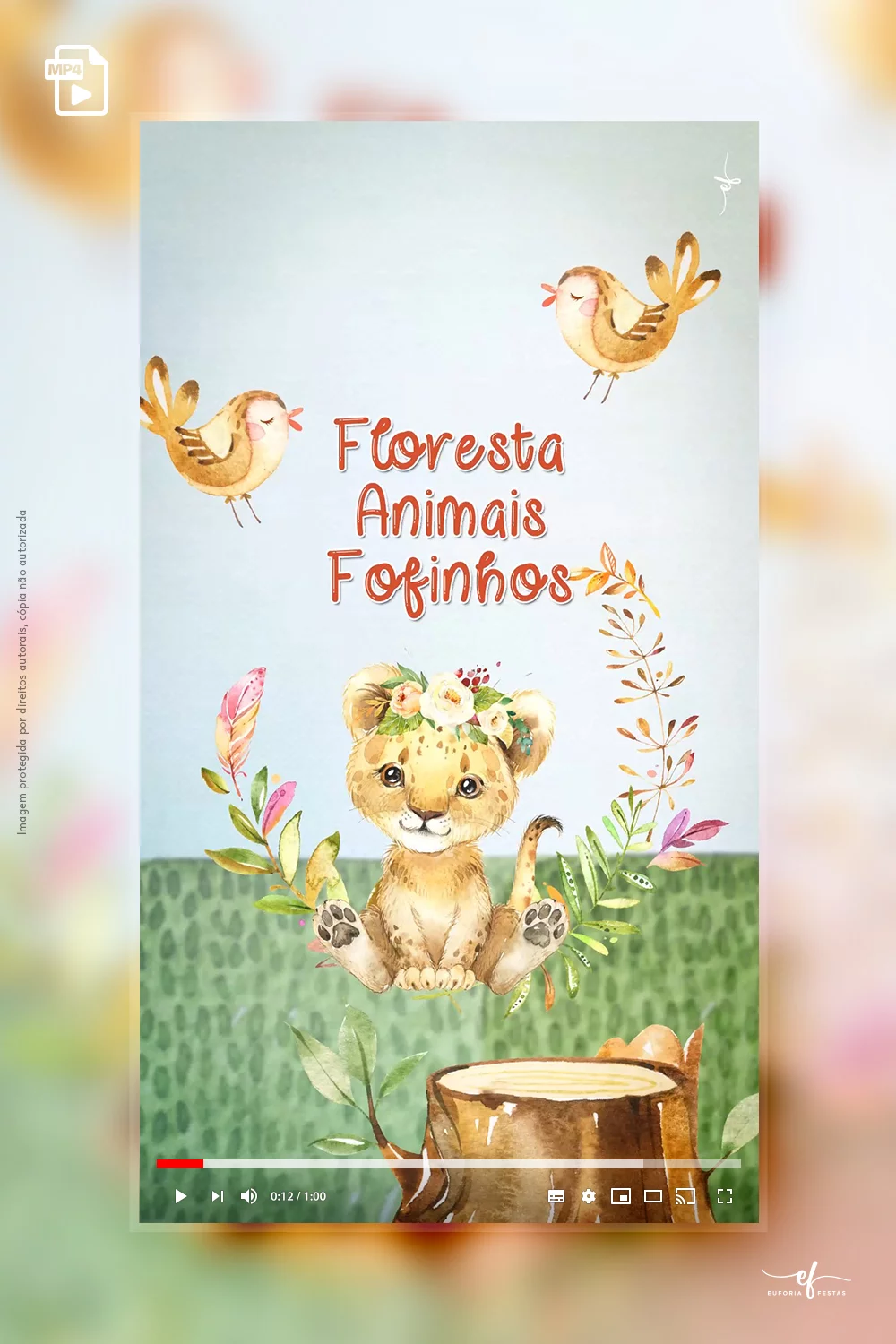 Convite Animado Floresta Animais Fofinhos