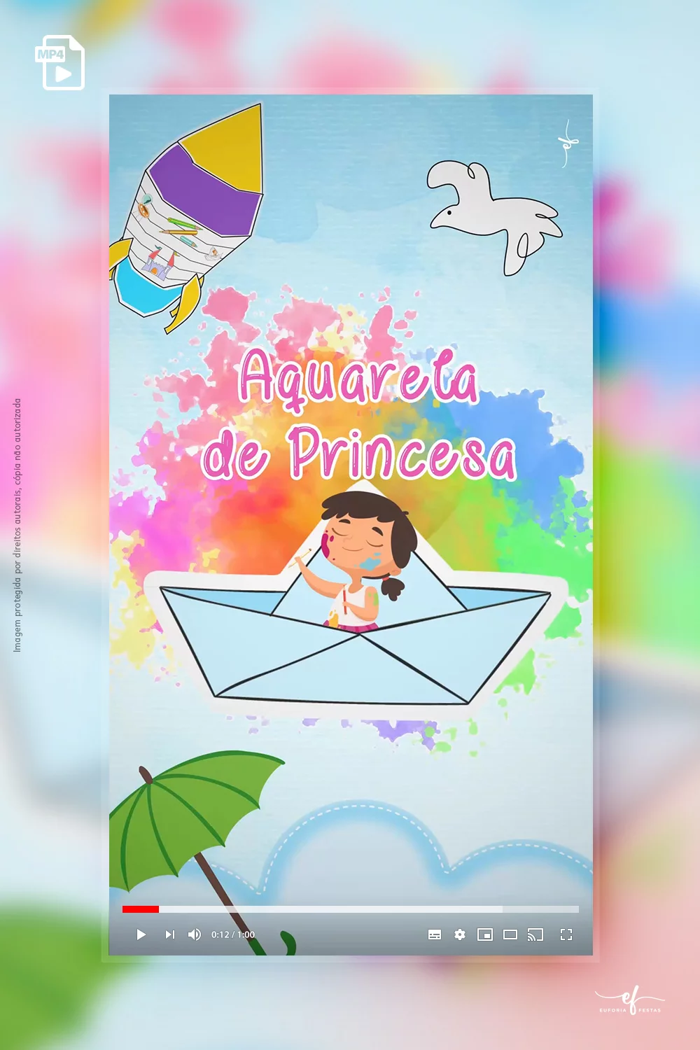 Convite Animado Aquarela de Princesa