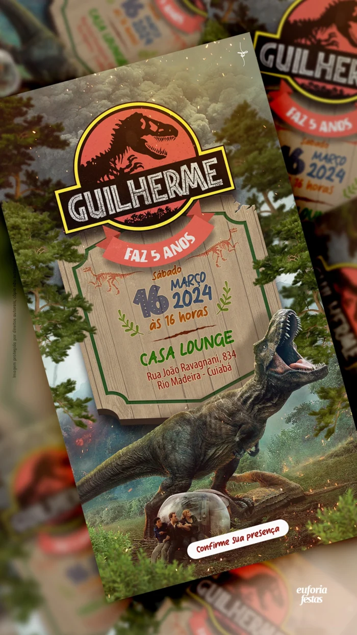 Convite Digital Parque dos Dinossauros Reino T-Rex