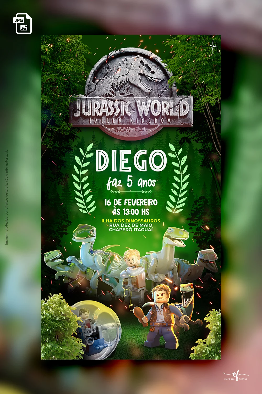 Convite Digital Lego Aventura no Parque dos Dinossauros
