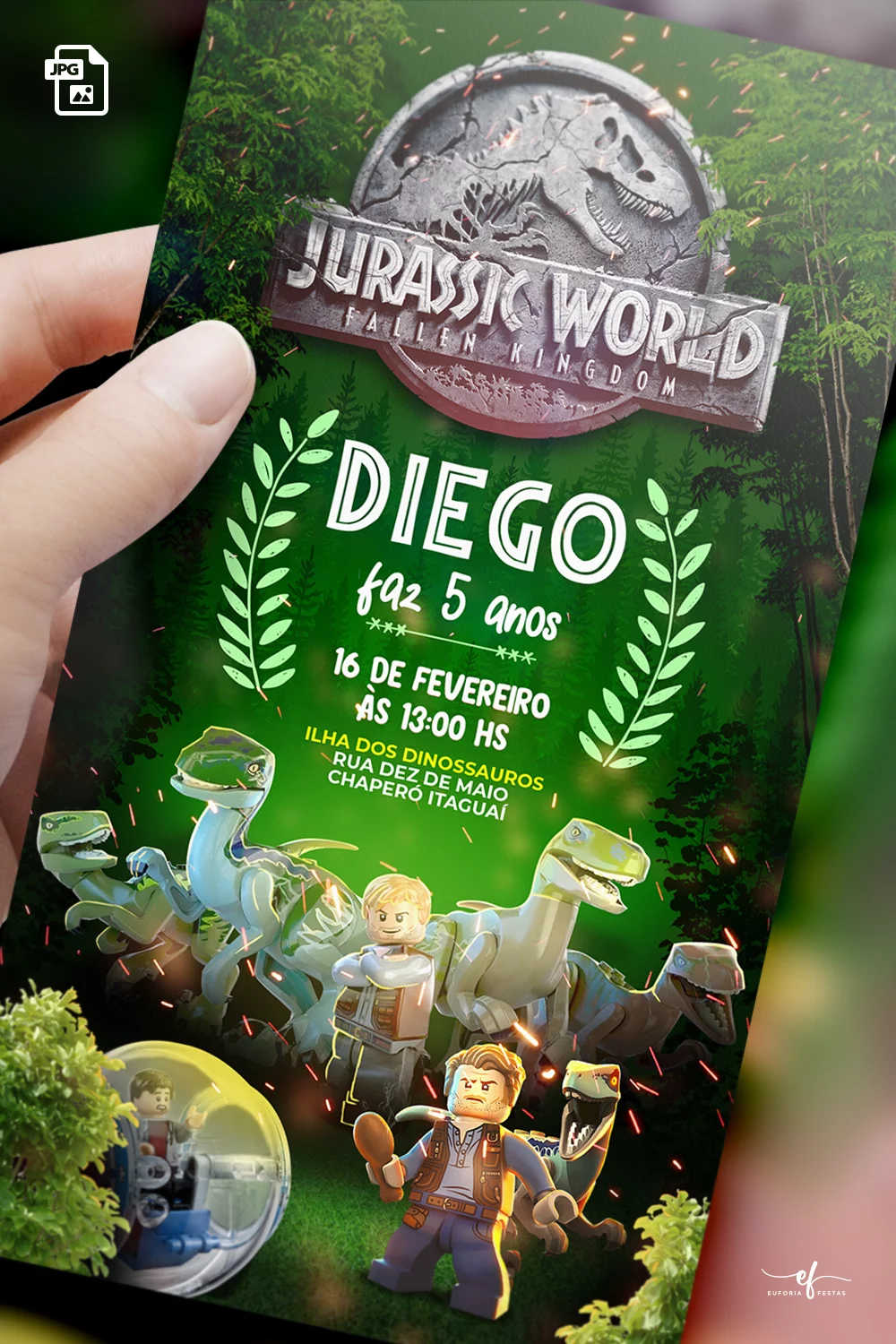 Convite Digital Lego Aventura no Parque dos Dinossauros