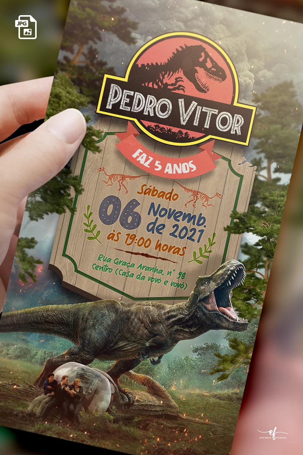 Convite Digital Parque dos Dinossauros Reino T-Rex