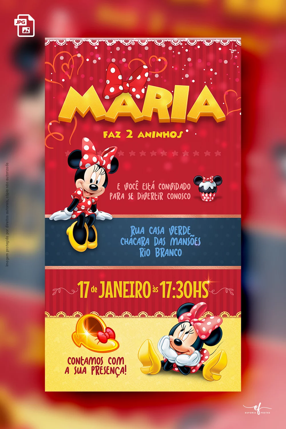 Convite Digital Festa da Minnie Vermelha