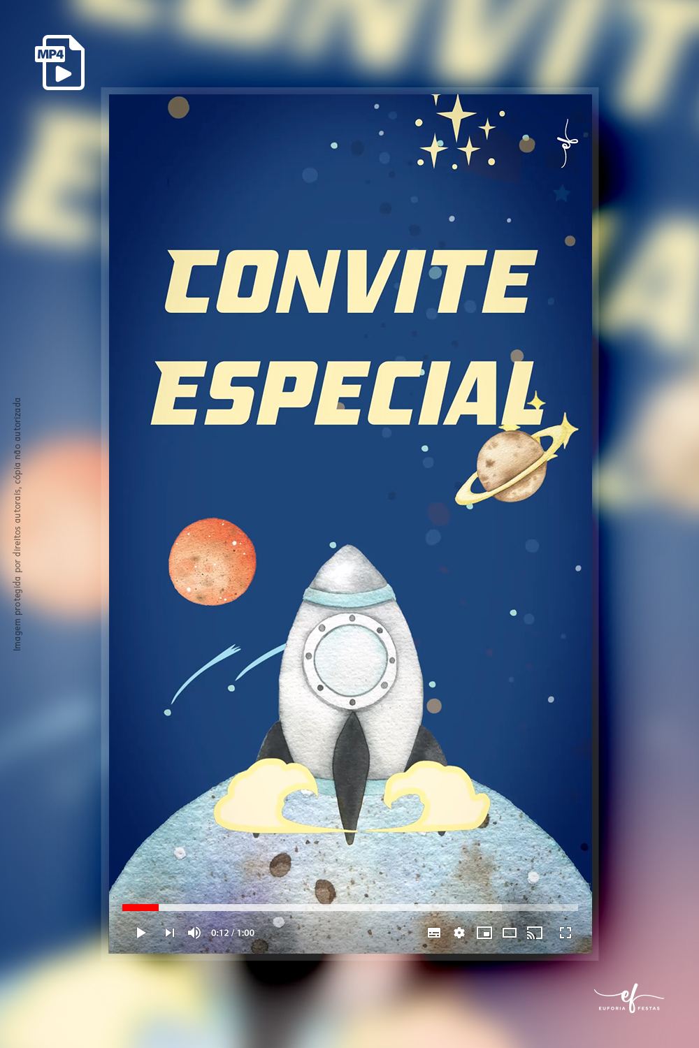 Convite Animado Missão Astronauta Decolar