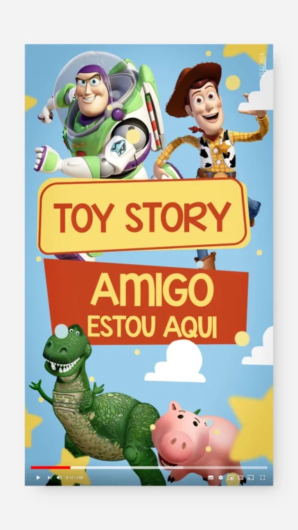 Convite Animado Toy Story Amigo Estou Aqui Woody & Buzz
