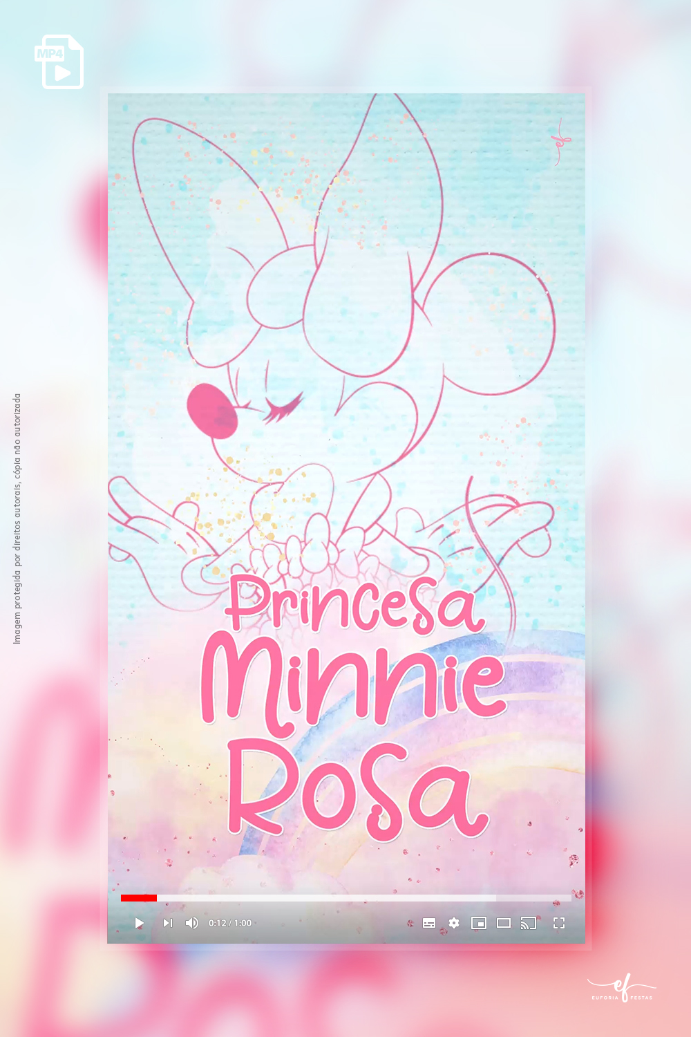 Convite Animado Princesa Minnie Rosa