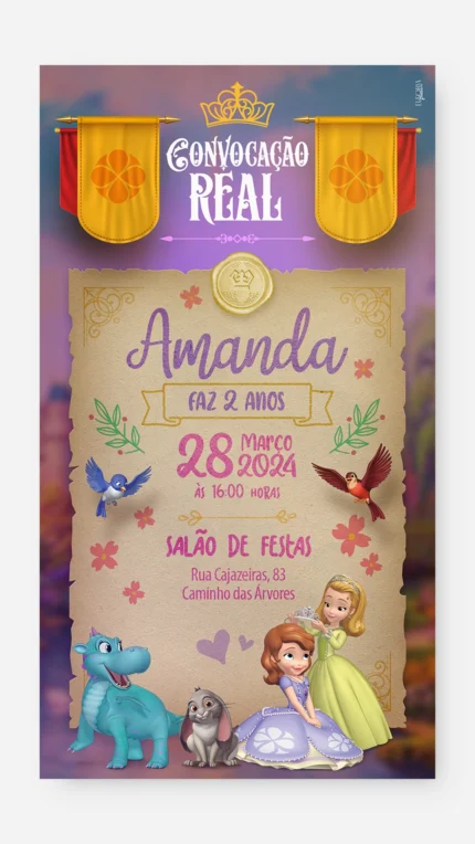 Convite Digital Convocação Real da Princesa Sofia
