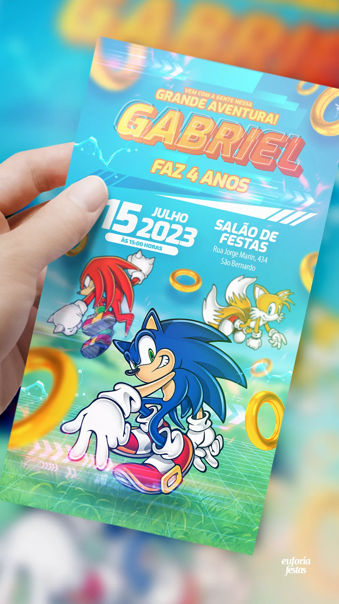 Convite Digital Sonic Corrida Infinita