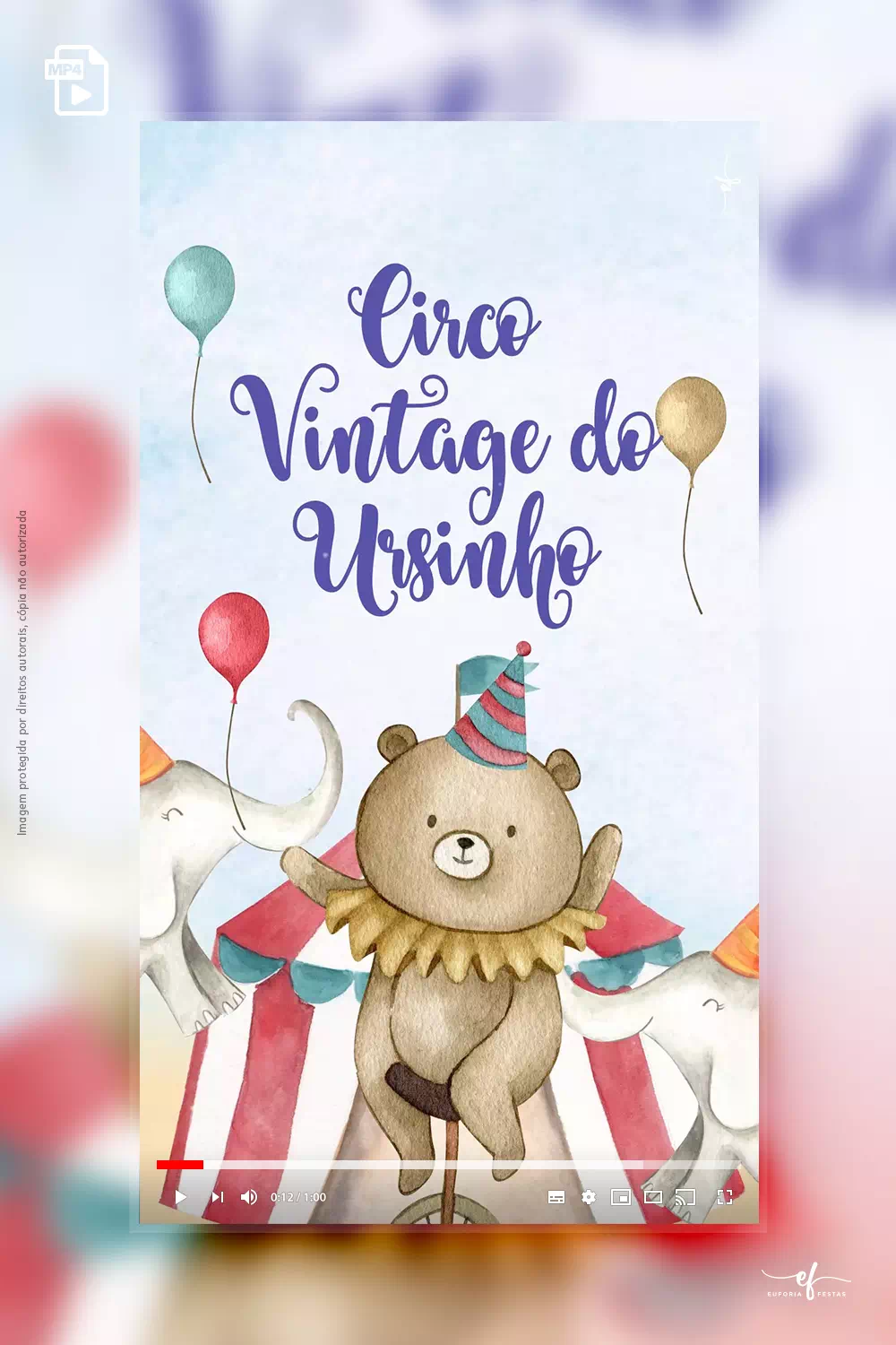 Convite Animado Circo Vintage do Ursinho