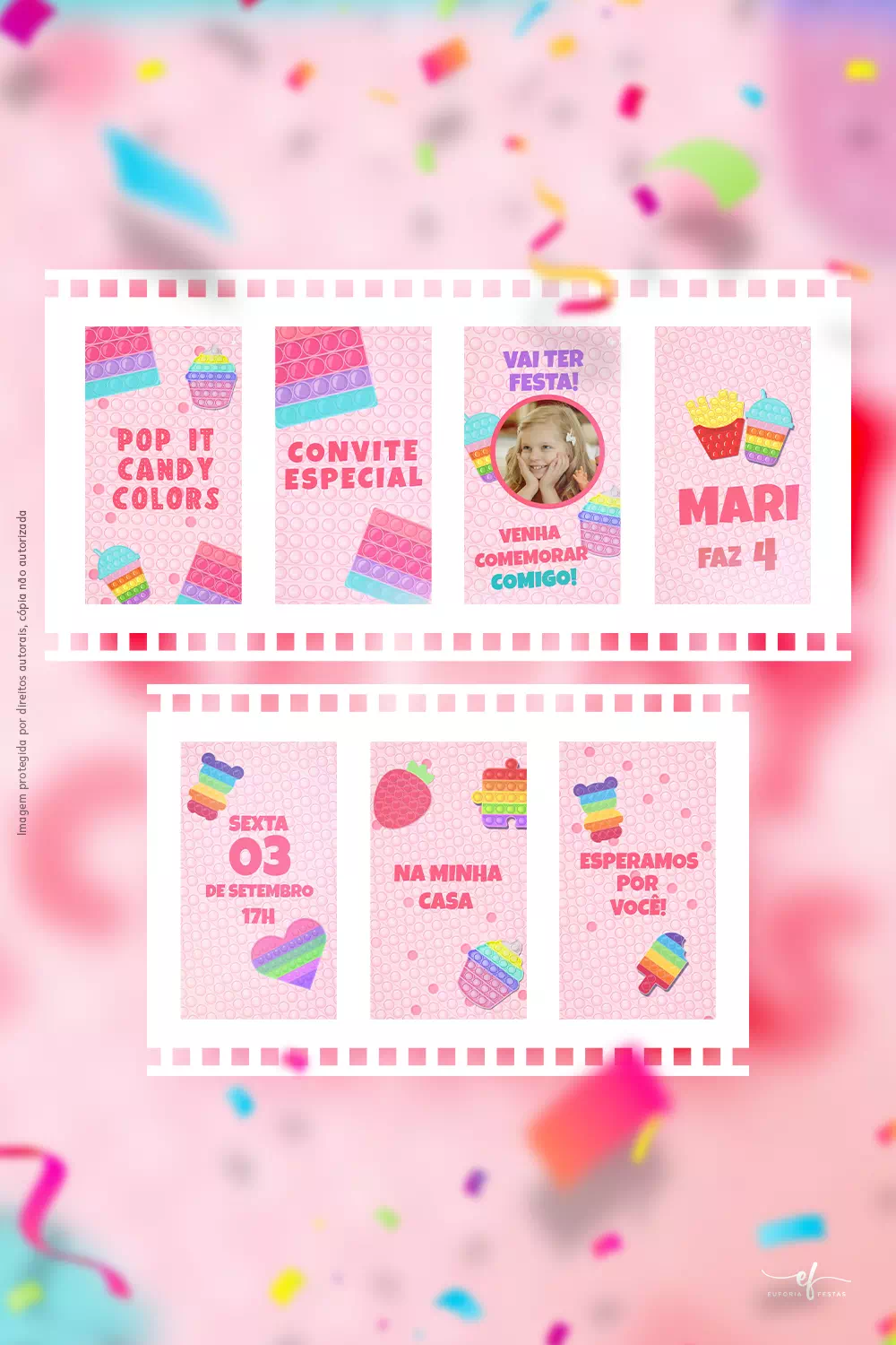 Convite Animado Pop It Candy Colors