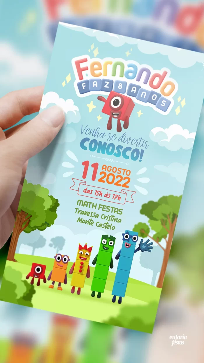 Convite Digital Festa dos Numberblocks