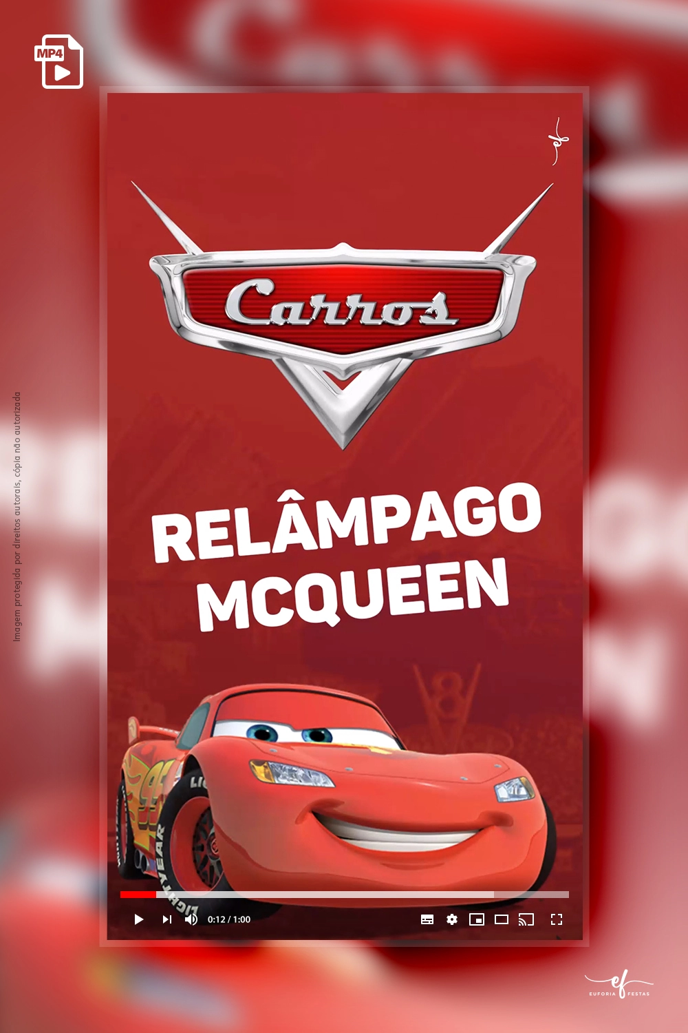 Convite Animado Carros Relampago Mcqueen