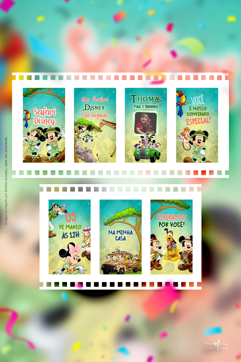 Convite Animado Safari Disney ( Mickey e Minnie)