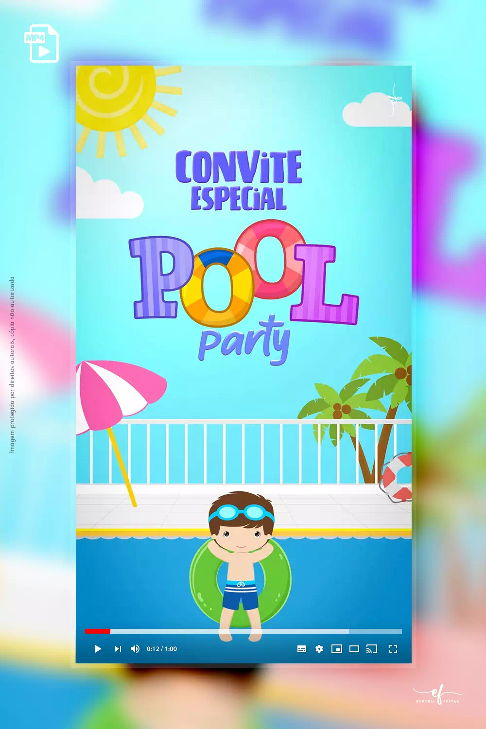 Convite Animado Pool Party dos Meninos