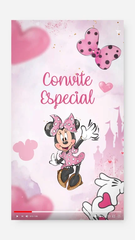 Convite Animado Castelo da Minnie Rosa
