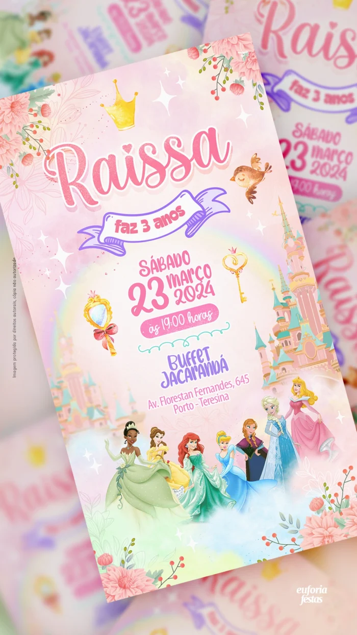 Convite Digital Festa das Princesas Disney