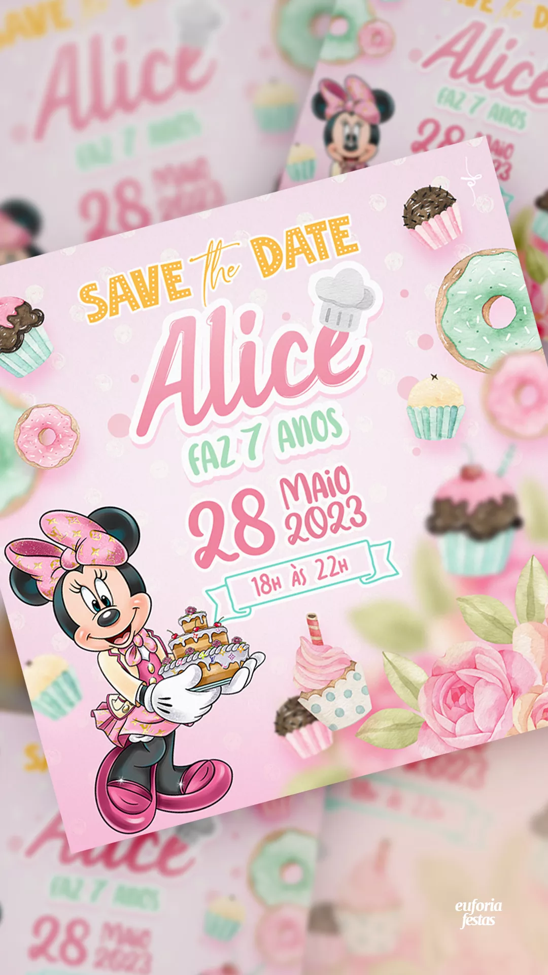 Save The Date Digital Confeitaria da Minnie