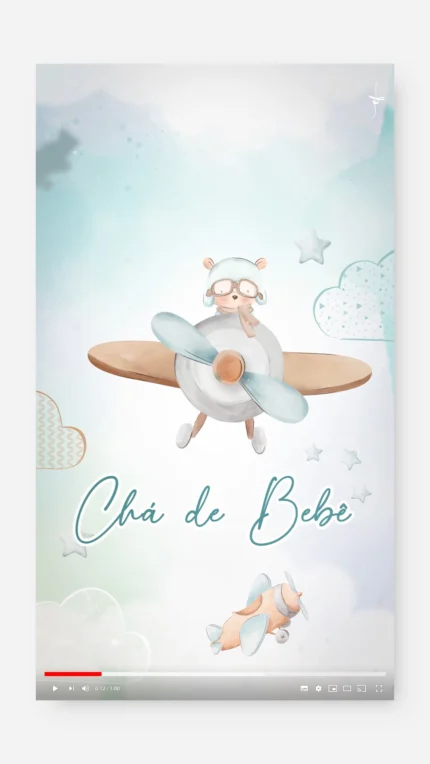 Convite Animado Chá de Bebê Ursinho Aviador