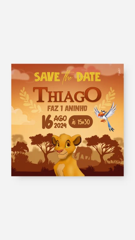 Save The Date Digital O Rei Leão Tribal