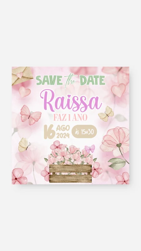Save The Date Digital Flor do Meu Jardim